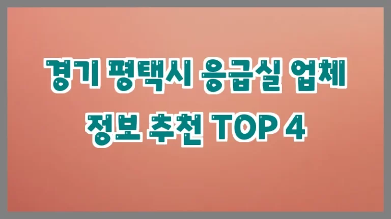 경기 평택시 응급실 업체 정보 추천 TOP 4