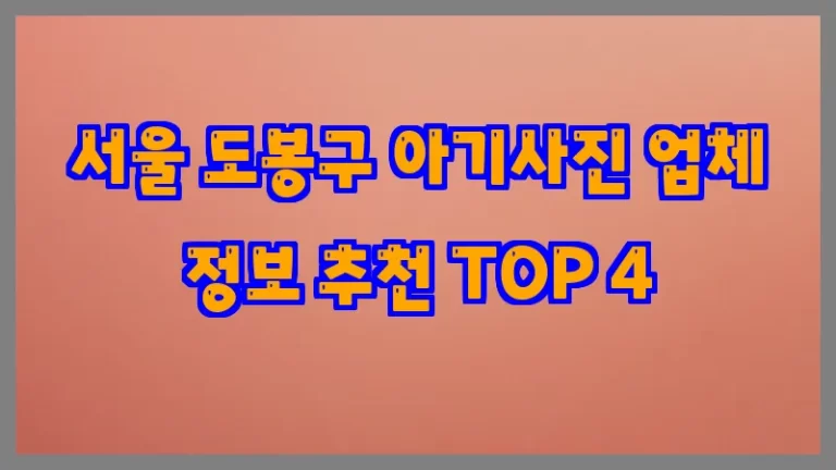 서울 도봉구 아기사진 업체 정보 추천 TOP 4