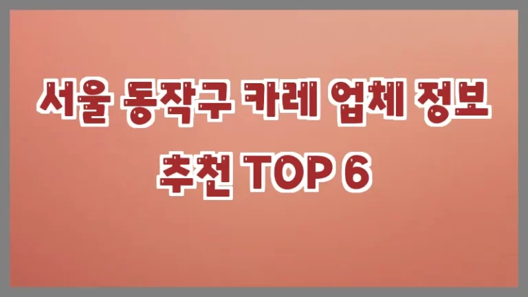 서울 동작구 카레 업체 정보 추천 TOP 6