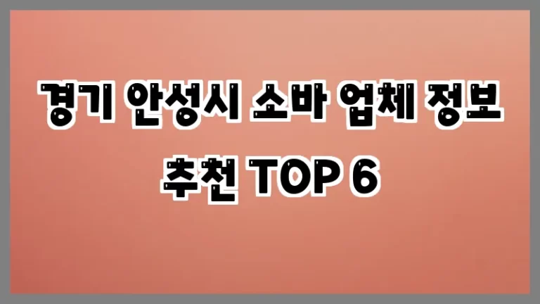 경기 안성시 소바 업체 정보 추천 TOP 6