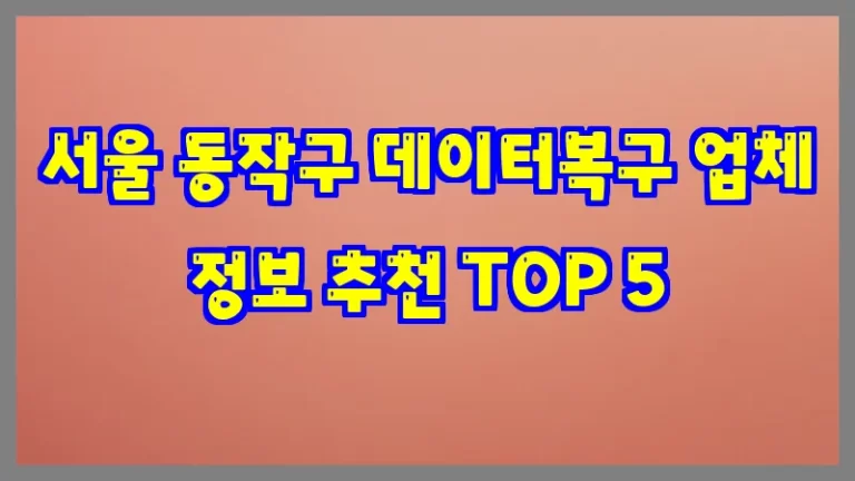 서울 동작구 데이터복구 업체 정보 추천 TOP 5