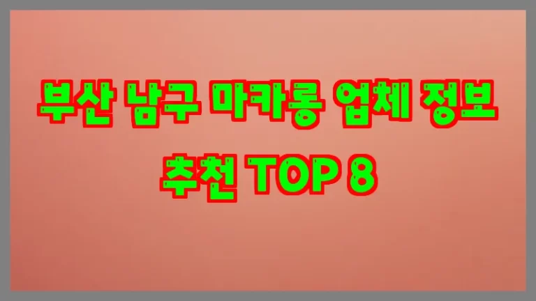 부산 남구 마카롱 업체 정보 추천 TOP 8
