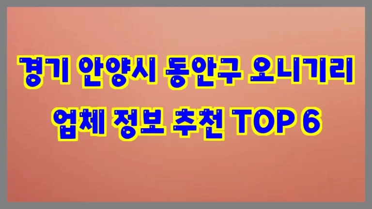 경기 안양시 동안구 오니기리 업체 정보 추천 TOP 6