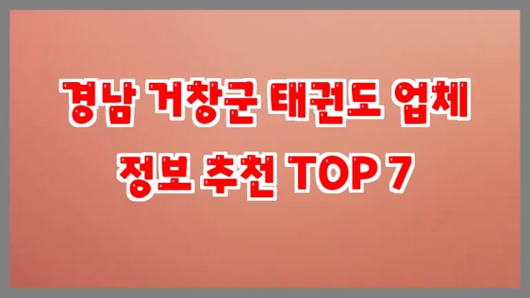 경남 거창군 태권도 업체 정보 추천 TOP 7