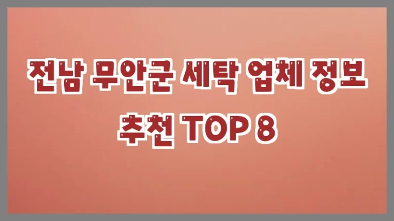 전남 무안군 세탁 업체 정보 추천 TOP 8