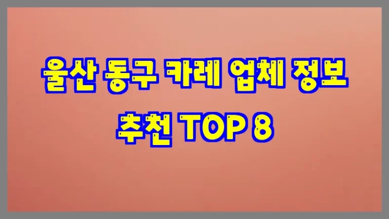 울산 동구 카레 업체 정보 추천 TOP 8