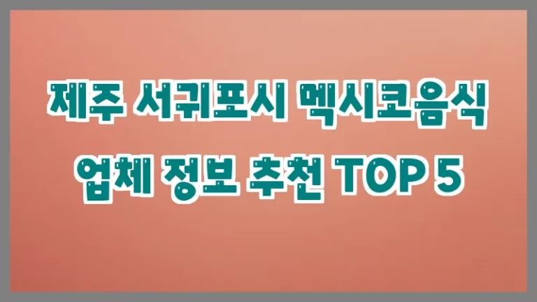 제주 서귀포시 멕시코음식 업체 정보 추천 TOP 5