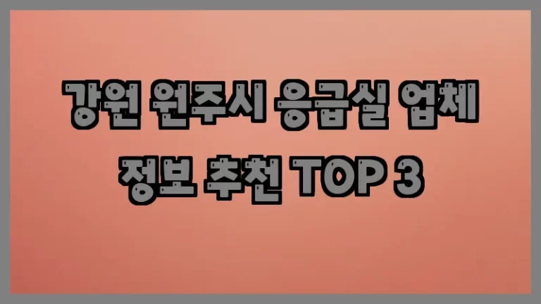 강원 원주시 응급실 업체 정보 추천 TOP 3