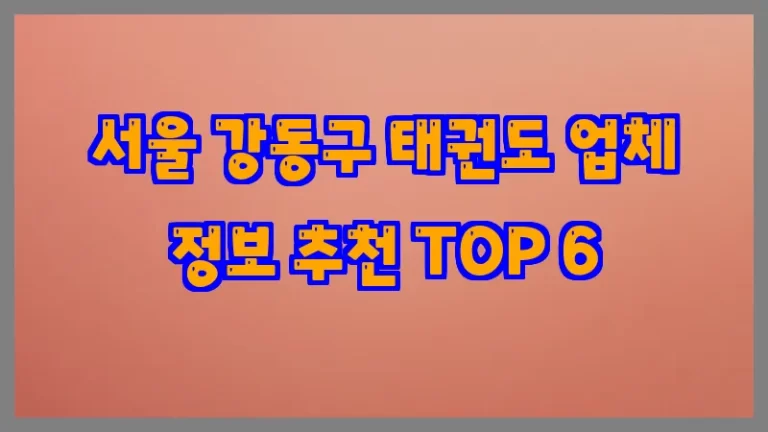 서울 강동구 태권도 업체 정보 추천 TOP 6