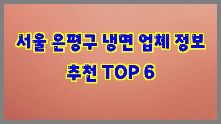 서울 은평구 냉면 업체 정보 추천 TOP 6