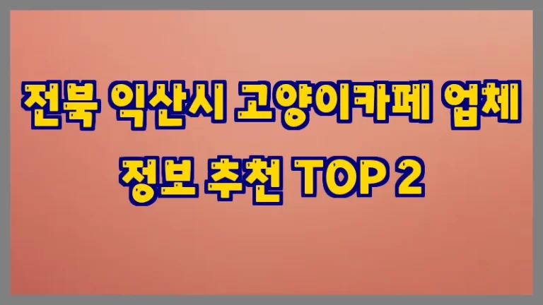 전북 익산시 고양이카페 업체 정보 추천 TOP 2