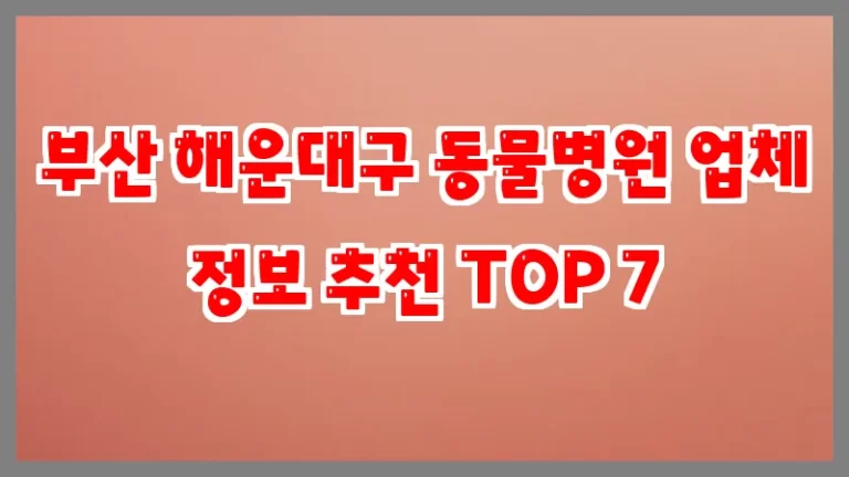 부산 해운대구 동물병원 업체 정보 추천 TOP 7