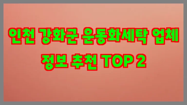 인천 강화군 운동화세탁 업체 정보 추천 TOP 2