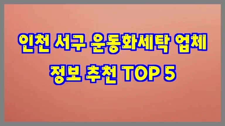 인천 서구 운동화세탁 업체 정보 추천 TOP 5