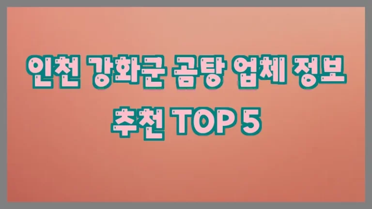 인천 강화군 곰탕 업체 정보 추천 TOP 5