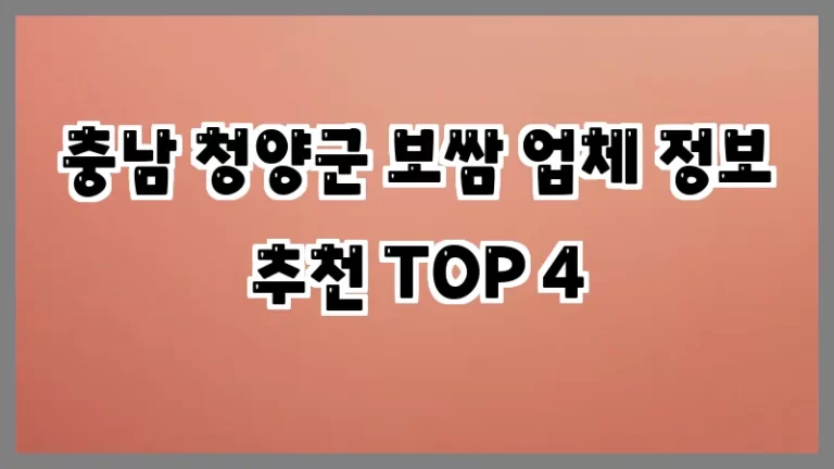 충남 청양군 보쌈 업체 정보 추천 TOP 4