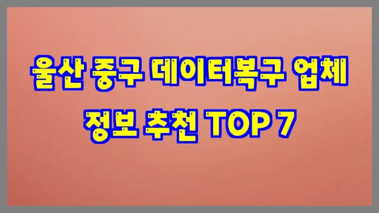 울산 중구 데이터복구 업체 정보 추천 TOP 7