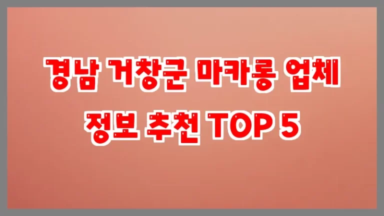 경남 거창군 마카롱 업체 정보 추천 TOP 5