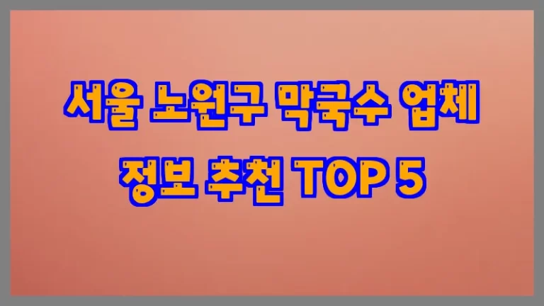 서울 노원구 막국수 업체 정보 추천 TOP 5