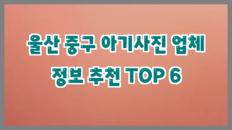 울산 중구 아기사진 업체 정보 추천 TOP 6