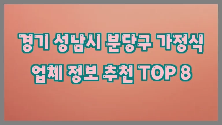 경기 성남시 분당구 가정식 업체 정보 추천 TOP 8