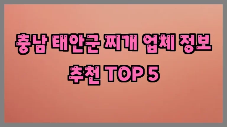 충남 태안군 찌개 업체 정보 추천 TOP 5