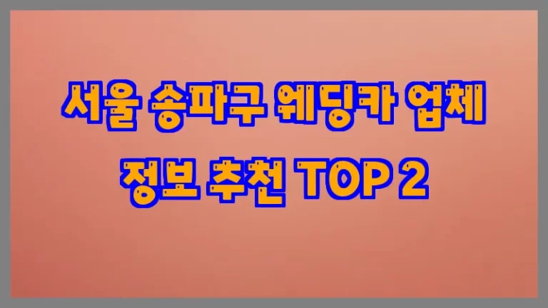 서울 송파구 웨딩카 업체 정보 추천 TOP 2