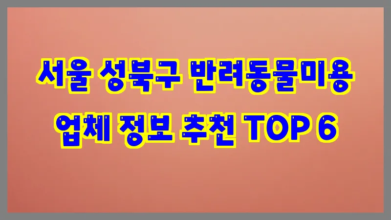 서울 성북구 반려동물미용