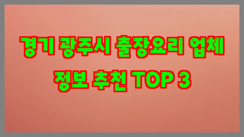 경기 광주시 출장요리