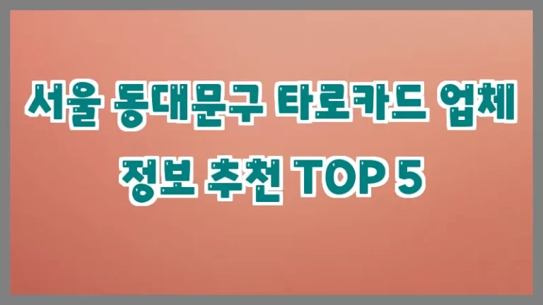 서울 동대문구 타로카드 업체 정보 추천 TOP 5