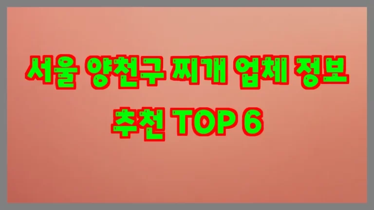 서울 양천구 찌개 업체 정보 추천 TOP 6