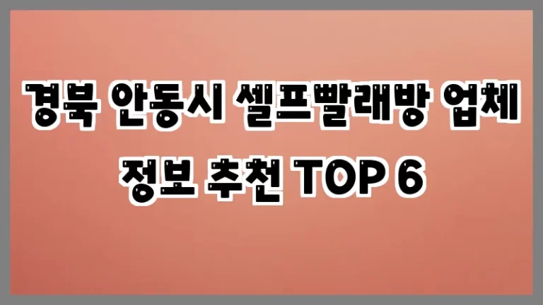 경북 안동시 셀프빨래방 업체 정보 추천 TOP 6
