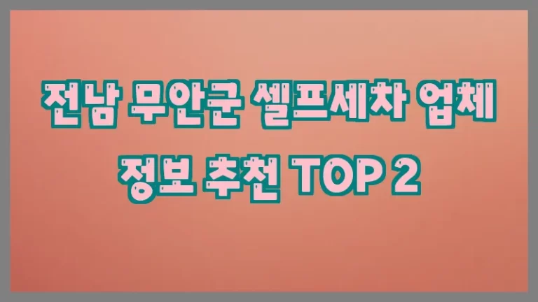 전남 무안군 셀프세차 업체 정보 추천 TOP 2