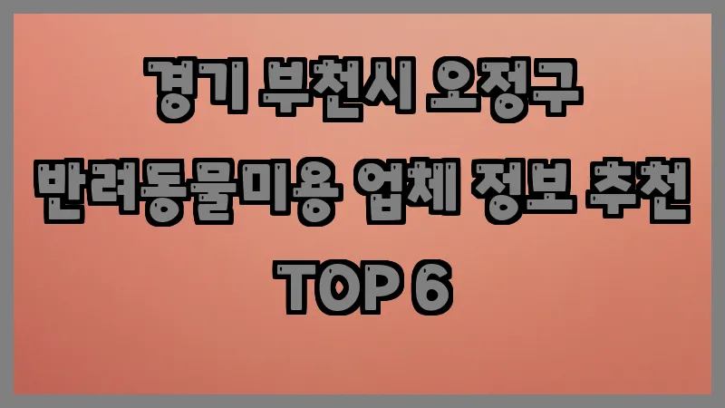 경기 부천시 오정구 반려동물미용 업체 정보 추천 TOP 6