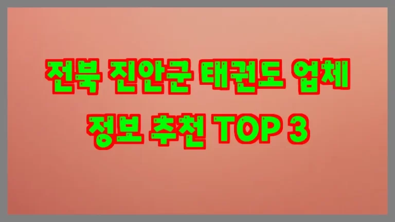 전북 진안군 태권도 업체 정보 추천 TOP 3