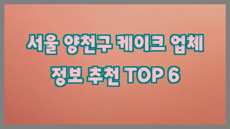 서울 양천구 케이크 업체 정보 추천 TOP 6