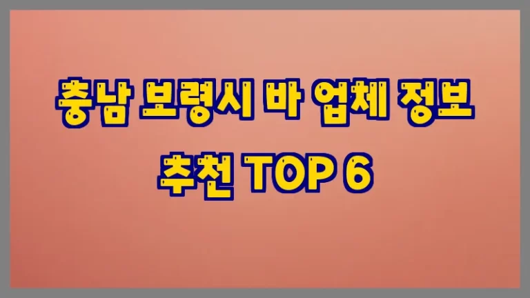충남 보령시 바 업체 정보 추천 TOP 6