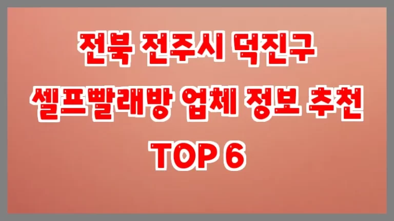 전북 전주시 덕진구 셀프빨래방 업체 정보 추천 TOP 6