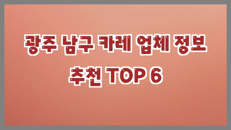 광주 남구 카레 업체 정보 추천 TOP 6