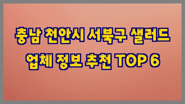 충남 천안시 서북구 샐러드 업체 정보 추천 TOP 6