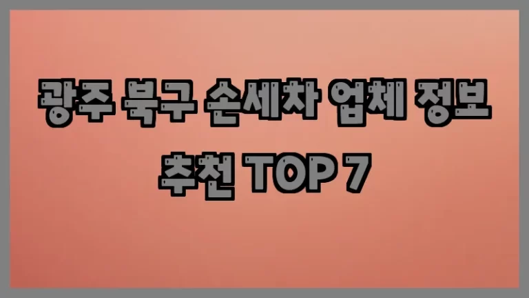 광주 북구 손세차 업체 정보 추천 TOP 7