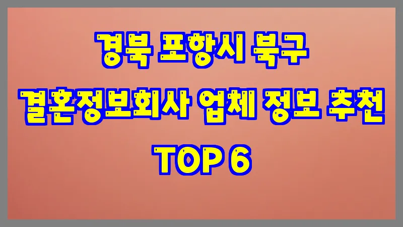 경북 포항시 북구 결혼정보회사 업체 정보 추천 TOP 6