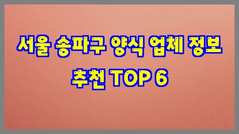 서울 송파구 양식 업체 정보 추천 TOP 6
