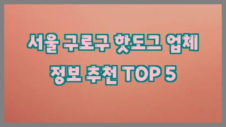 서울 구로구 핫도그 업체 정보 추천 TOP 5