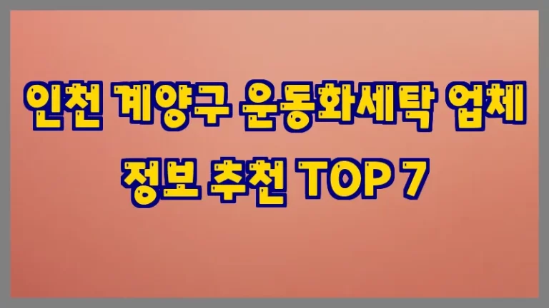 인천 계양구 운동화세탁 업체 정보 추천 TOP 7