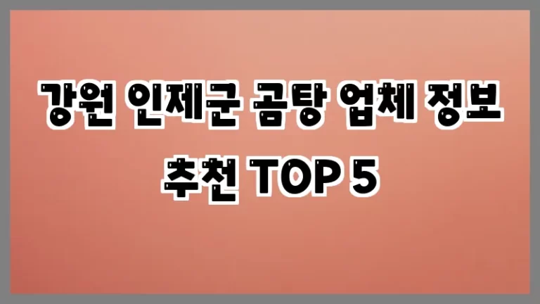 강원 인제군 곰탕 업체 정보 추천 TOP 5