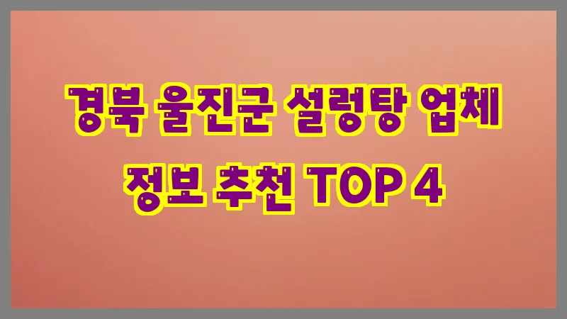 경북 울진군 설렁탕 업체 정보 추천 TOP 4