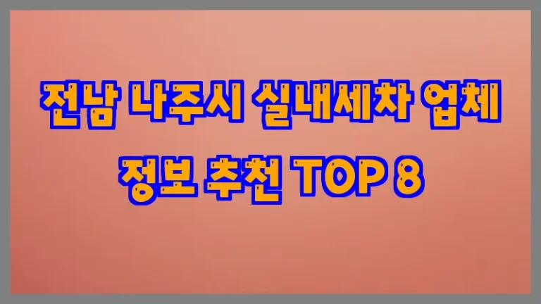 전남 나주시 실내세차 업체 정보 추천 TOP 8