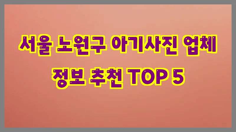 서울 노원구 아기사진 업체 정보 추천 TOP 5