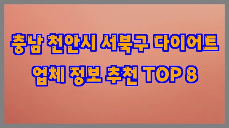 충남 천안시 서북구 다이어트 업체 정보 추천 TOP 8